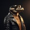 Image of stylish cool crocodile wearing sunglasses as fashion and wore a leather jacket. Modern fashion, Animals, Illustration,