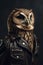 Image of stylish cool owl as fashion and wore a leather jacket. Modern fashion, Animals, Illustration, Generative AI