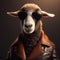 Image of stylish cool sheep wearing sunglasses as fashion and wore a leather jacket. Modern fashion, Animals, Illustration,