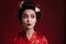 Image of surprised asian geisha woman in traditional japanese kimono