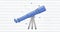 Image of a telescope on blue lines on a white background