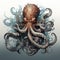 Image of terrifying giant octopus monster on clean background. Undersea animals. Illustration, Generative AI