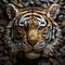 Image of tiger face made with various stones gathered together. Wildlife Animals. Illustration, Generative AI