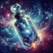 image of the time is represented in a bottle, surrounded by colorful universal cosmic atmosphere.