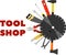 Image tools for construction and repair in the form of a logo for the tool shop