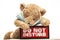 Image of toy bear mask do not disturb text