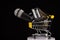 Image of trolley piano microphone dark background