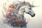 Image of unicorn horse with beautiful patterns and colors., Wildlife Animals., Mythical creatures, Generative AI, Illustration
