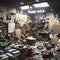 image of various messiest workshop fully filled with all kind of different messy environmental scene.