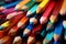 Image Vivid close up colored sharpener pencils, macro shot of pencils