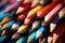 Image Vivid close up colored sharpener pencils, macro shot of pencils