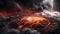 An image of a volcano with lava and lightning coming out of it. AI generative image.