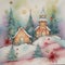 image of the whimsical christmas landscape soft pastels in alcohol inks.