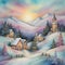 image of the whimsical christmas landscape soft pastels in alcohol inks.