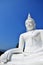 Image white buddha statue in temple of Kanchanabur