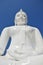 Image white buddha statue in temple of Kanchanabur