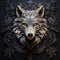 Image of a wolf face that is intricately crafted in three dimensions. Wildlife Animals. Illustration, Generative AI