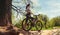 Image of woman with bicycle in a park