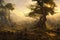 image of the wood or expansion deforestation landscape scene at golden hour
