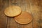 image of wooden beer coasters on textured table background