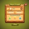 Image of wooden windows user interface. Player Profile