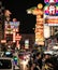 The image of Yaowarat Road, the main artery of Bangkok Chinatown, during the night time
