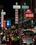 The image of Yaowarat Road, the main artery of Bangkok Chinatown, during the night time