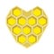 Image of yellow heart, comb like shapes