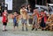 Image of young boys joining The King\'s Army activity,Fort William Henry,Lake George,New York,2015