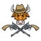 images of a bull in a cowboy hat and guns. Cartoon picture of the wild west. Cowboy Concept.
