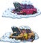 Images of a car in the snow, car breakdown in winter, snow drift