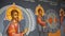 Images of Holy people on the walls of the monastery in Cyprus