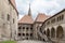 Images from the inner courtyard of the Hunedoara Castle, also known a Corvin Castle or Hunyadi Castle in Hunedoara, Romania