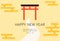 Images of Japanese-style New Year\'s cards, torii gates, and Hatsumode for the year 2024