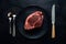 ImageStock Wagyu beef steak served with fork, spoon, and knife in foodgraphy