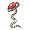 Imaginary Kawaii Style Cartoon Toadstool Snake Character