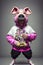 imaginary photo of the style of anthropomorphic animals fashion shoot wearing large hip-hop clothes from 1990s.