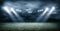 The Imaginary Soccer Stadium with dark clouds , 3d rendering
