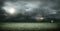 The Imaginary Soccer Stadium with dark clouds and rain, 3d rendering
