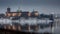 Imaginary view of Krakow, Wawel hill from across the river, AI generative
