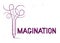 Imagination word with pencil instead of letter I, imagine and fantasy concept, vector conceptual creative logo or poster made with