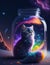 Imaginative fantasy image A vast galaxy with a jar of mutilated small kittens inside.generative AI