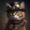 Imaginative Illustration of Cat in Steampunk Uniform