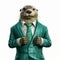 Imaginative Otter In Business Suit: Realistic Portraitures And Illustrated Advertisements