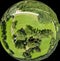 Imaginative spherical, abstract panoramic aerial view in a field with fantastic beautiful clouds and the curvature of space like a