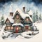 An imaginative watercolor depiction of Santa\\\'s home at the North Pole, with its magical landscapes and mystical charm