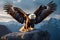 Imagine a beautiful eagle powerful lush feathers striking look on mountain path