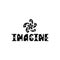 Imagine. Hand drawn nursery print with meteors. Black and white poster