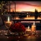 Imagine an intimate Valentine\\\'s Day scene with candles casting a warm glow