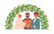 Imam officiating muslim bride groom wedding semi flat colorful vector characters